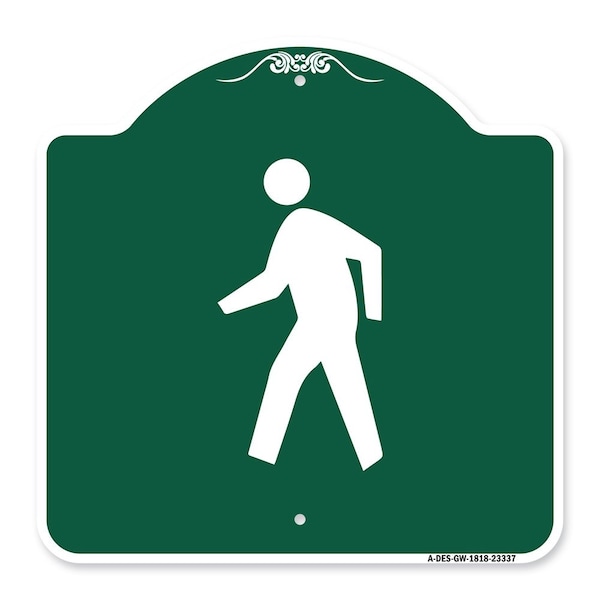 Signmission Designer Series Pedestrian Crossing, Green & White Aluminum Sign, 18" x 18", GW-1818-23337 A-DES-GW-1818-23337 - main